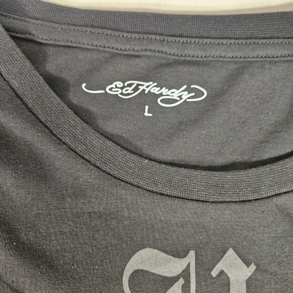 Don Ed Hardy Designs Gray Short Sleeve T-shirt Unisex Size Large Snake Gore NEW - Picture 3 of 8